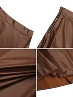 ZANZEA Women's PU Leather Maxi Skirt 2025 Autumn Elegant OL Long Saias Fashion Solid Mujer Faldas Casual High Waist Zipper Jupe - Image 5