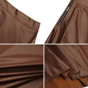 Zanzea-maxi weibliche PU-Lederrock, Reißverschluss mit hoher Taille, lang, monochrom, lässig, elegant, fashion, ol, Frühling, 2022 10 Hauptverkauf PU -Rock - №9