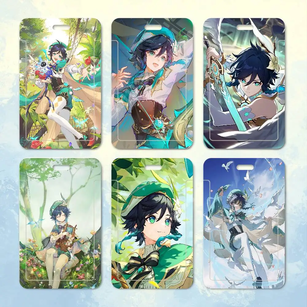 Genshin Impact Venti Windborne Bard Plastic Card Holder Worker ID Card Clear Transparent Employee Visitor Pass