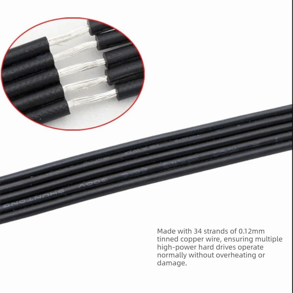 22/32cm SATA Power Cable 15Pin Male/Female Durable SATA Power Extension Cable Y-Splitter Design Power Splitter Cable