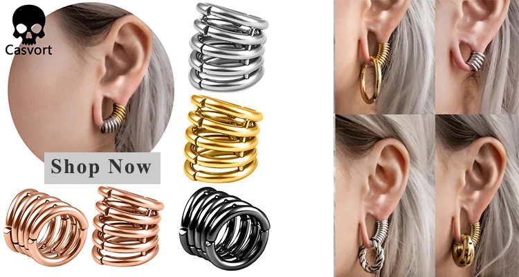 Casvort 2 Stück 4mm 6g Klassische Ohrgewichte mit Verschluss, Ohrhänger, Ohrplugs für Ohrläppchen, Edelstahl-Piercing-Körperschmuck – Detail 5