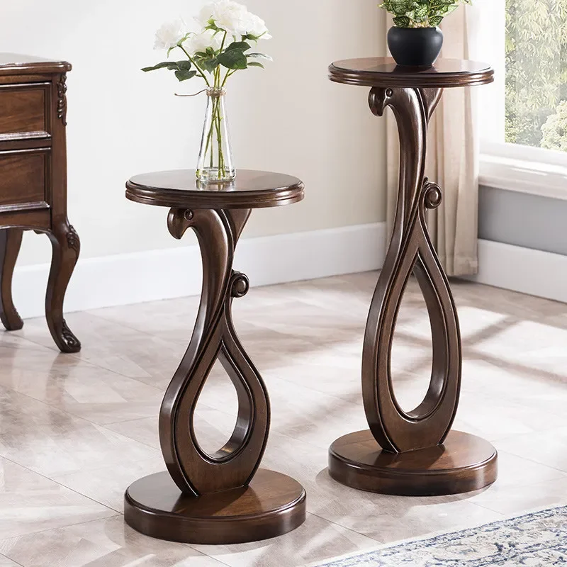 High and low flower stand log design American country living room floor-to-ceiling storage vase shelf plant placement shelf