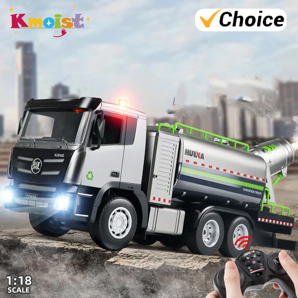 Huina 1316 2.4G 1/18 Alloy RC Car 9CH Urban Dust Removal Vehicles With Spray Remote Control Truck Spray Sanitation City Cleaning