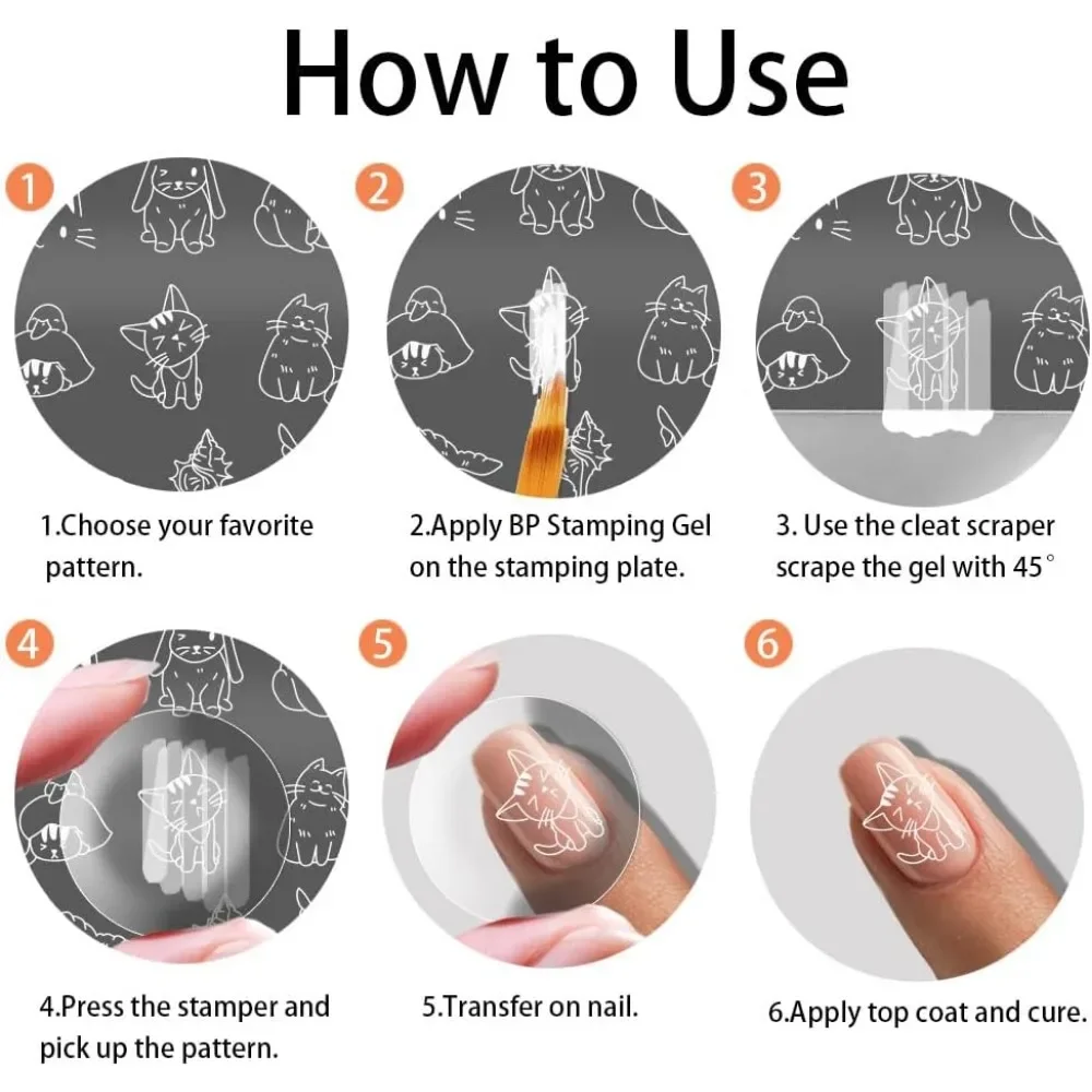 3pcs Nail Stamping Plate Animal Stamper Cartoon Stencils Tip Stamp Tool Print Nail Stencils Stainless Steel