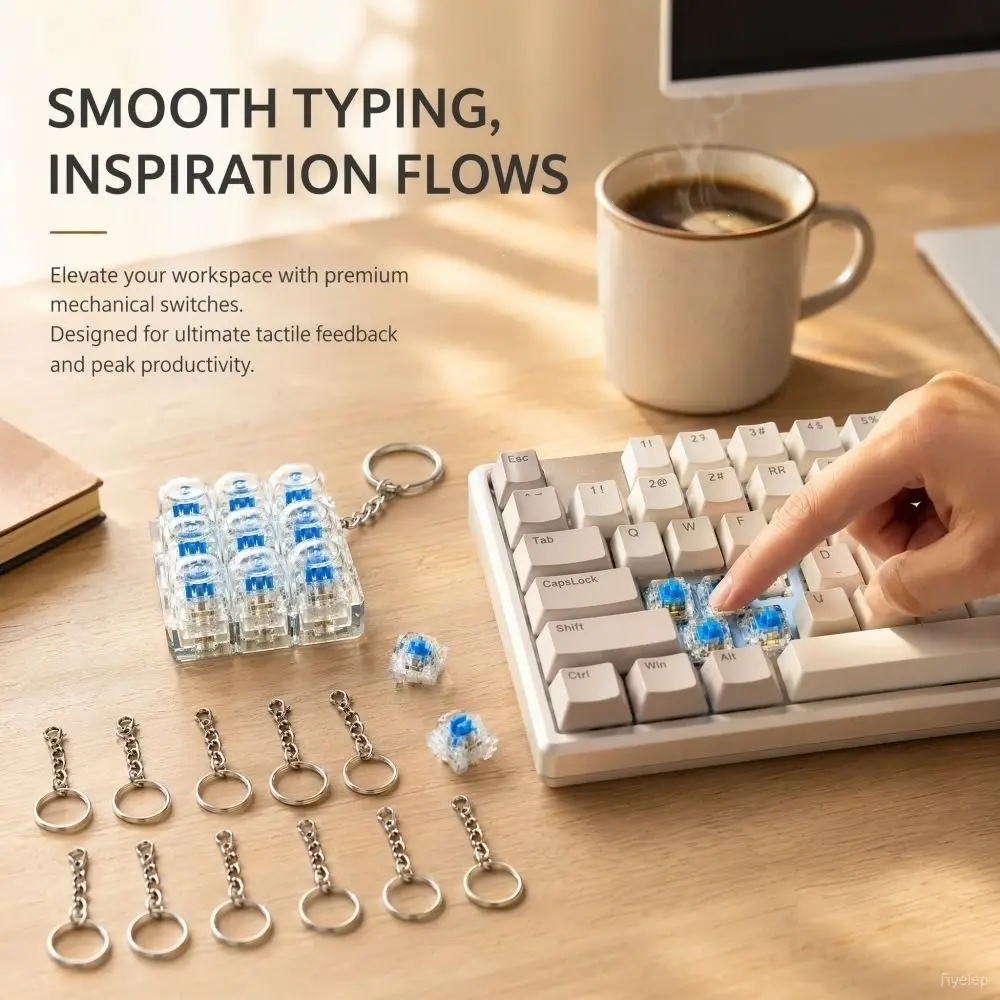 30/50PCS POM Keyboard Switch Tester Dustproof Blue Switch Transparent Tester Base Mechanical Switch Set Replaceable Switches