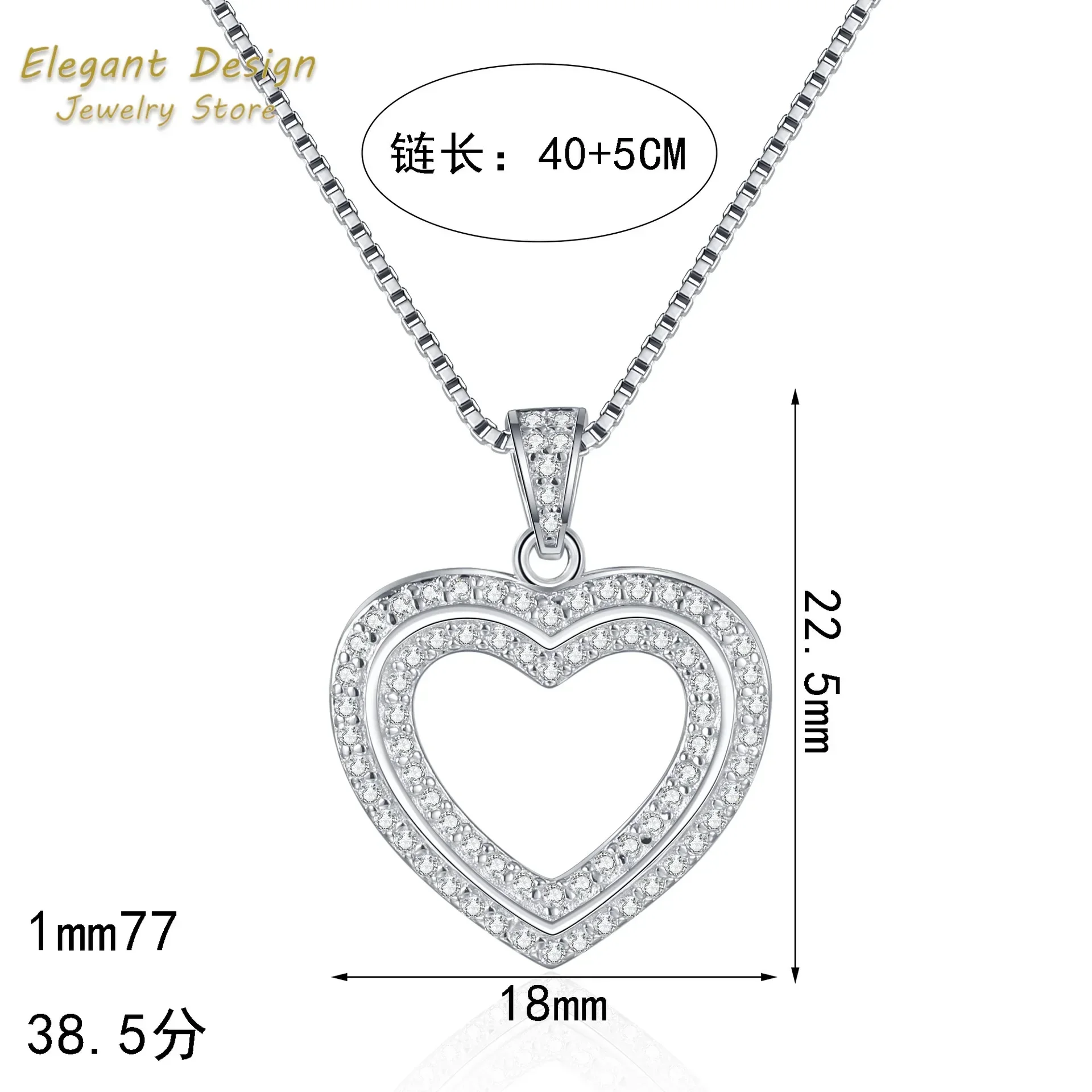Double-layer Heart Hollow Pendant with Platinum PT950 Diamond  All Moissanite Necklace for Women Wedding Chain Gift Jewelry