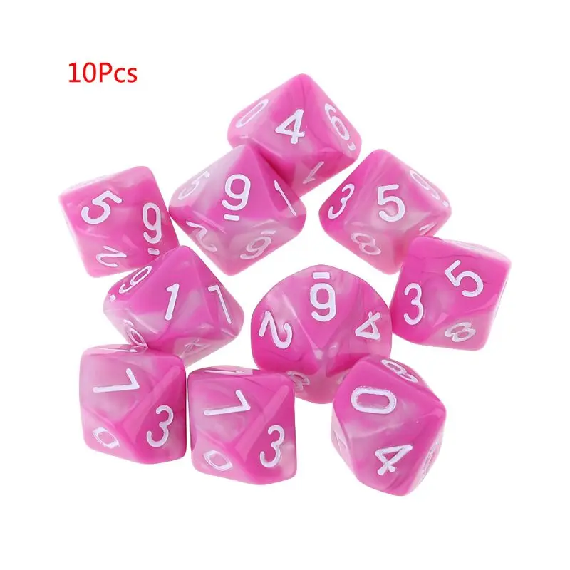 10pcs/set 10 Sided D10 Polyhedral Dices Numbers Dials Desktop Table Board Game Accessories Educational Toys