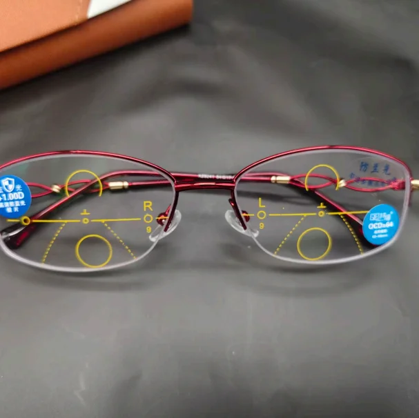 Progressive Multifocal Photochromic Reading Glasses Anti-blue Light Far Sight Glasses Half Frame Business Presbyopia Glasses