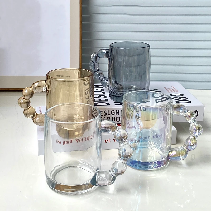 

Glass Water Mug With Handle 350ml High-capacity Milk Cup Ins Dinnerware Set Valentines Gift Coffee Cups 1pcs