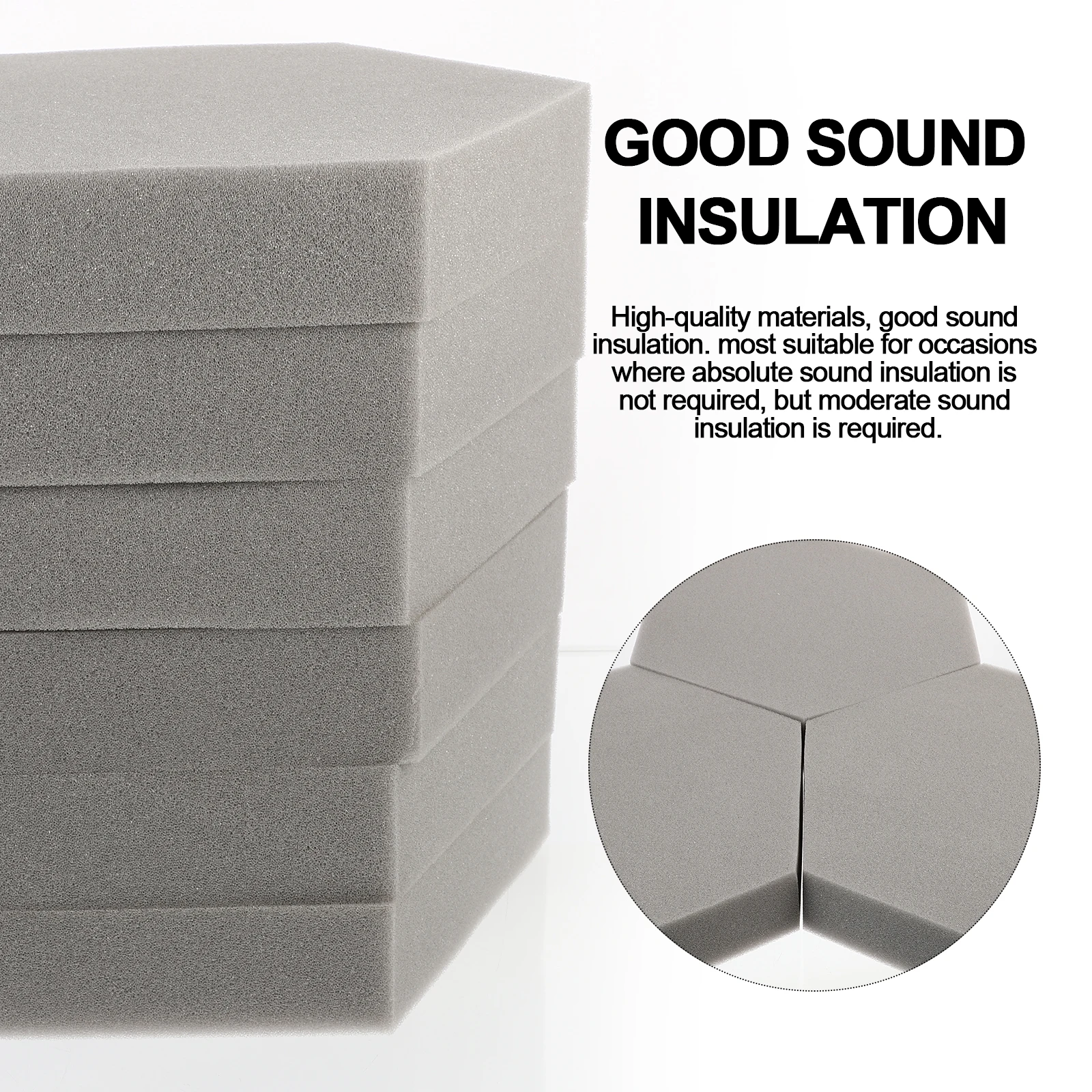

6 Pcs Hexagonal Soundproof Acoustic Panels Noise Reduction Sound Absorption Material Decorative Wall Ceiling Door Foam for Room