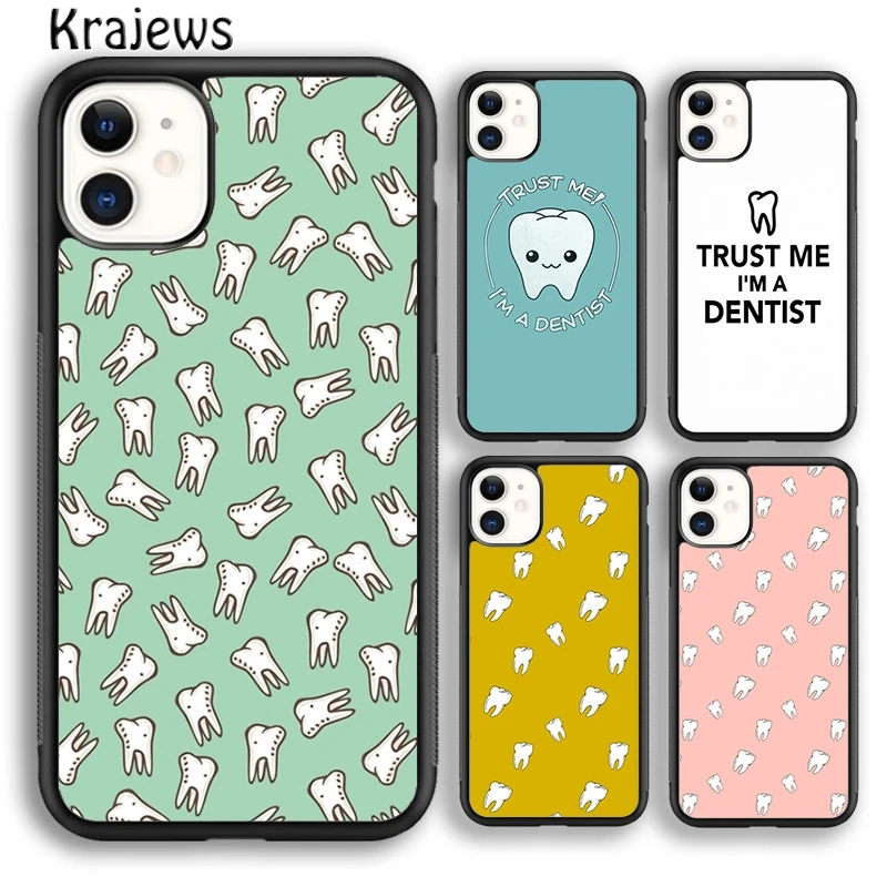 Krajews Cute Dentist Teeth Soft Phone Case Cover For iPhone 16 15 SE2020 14 6 7 8 plus 11 12 13 pro max Plus coque Fundas