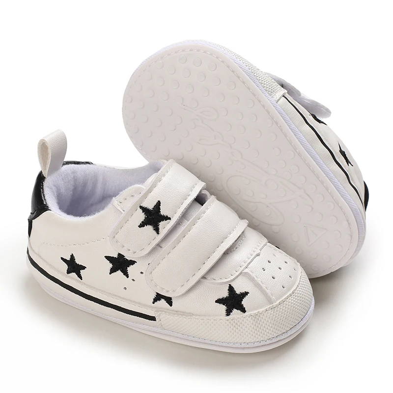 White Baby Shoes Boy Girl Heart Embroidery Sneakers Non-slip Infant Toddler Sports First Walkers