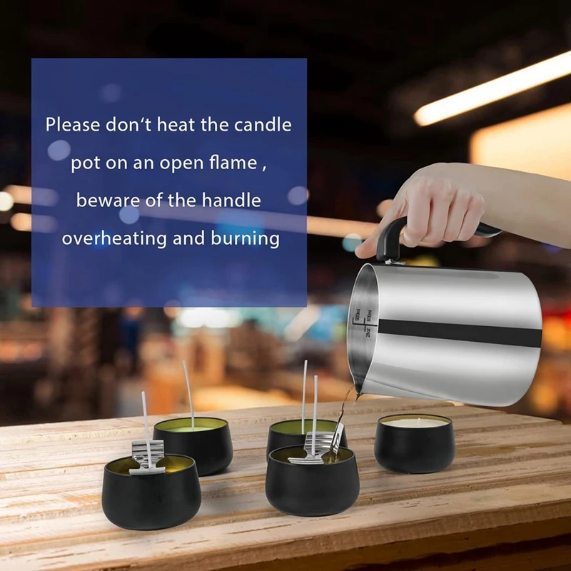 

Плавильная сковорода для воска, 32 унции, плавильный котел для воска из нержавеющей стали с носиком и терморучкой для изготовления свечей