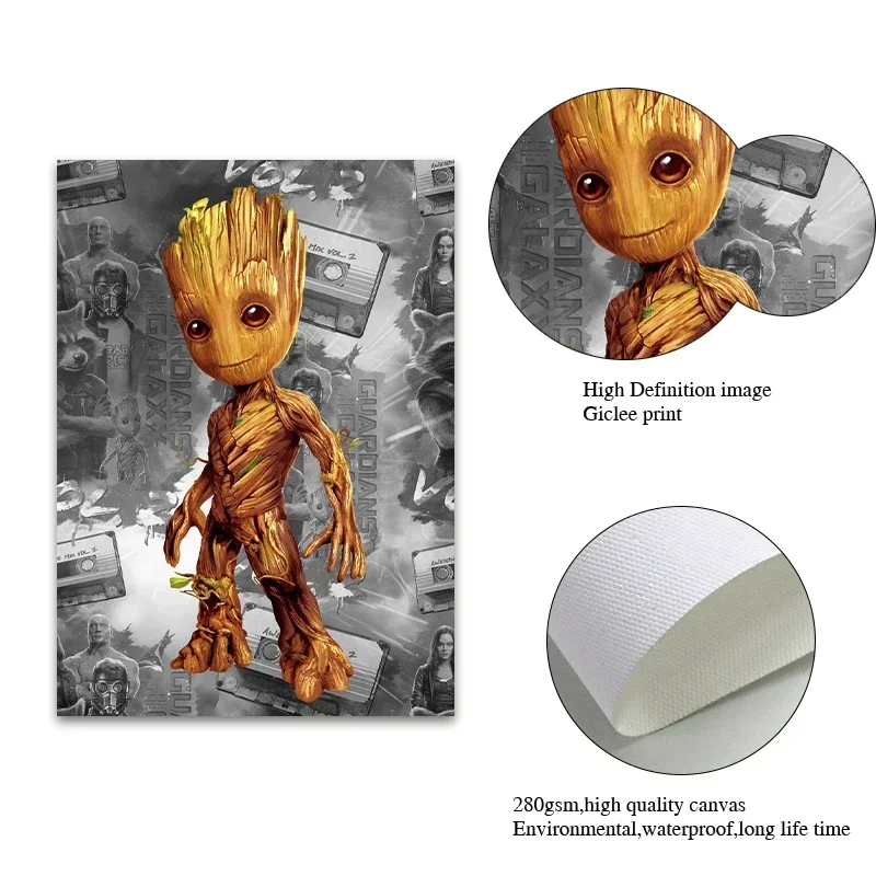 Disney Cartoon Poster Baby Groot Wall Print Canvas Painting Wall Decoration Picture Painting Childen\'s Room Living Decoration