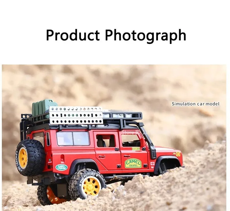1:28 Camel Cup Land Rover Defender Modellauto Spielzeug Legierung Druckguss UNIMOG RV Geländewagen Sound Licht Türen geöffnet Kinder Geschenke – Detail 15