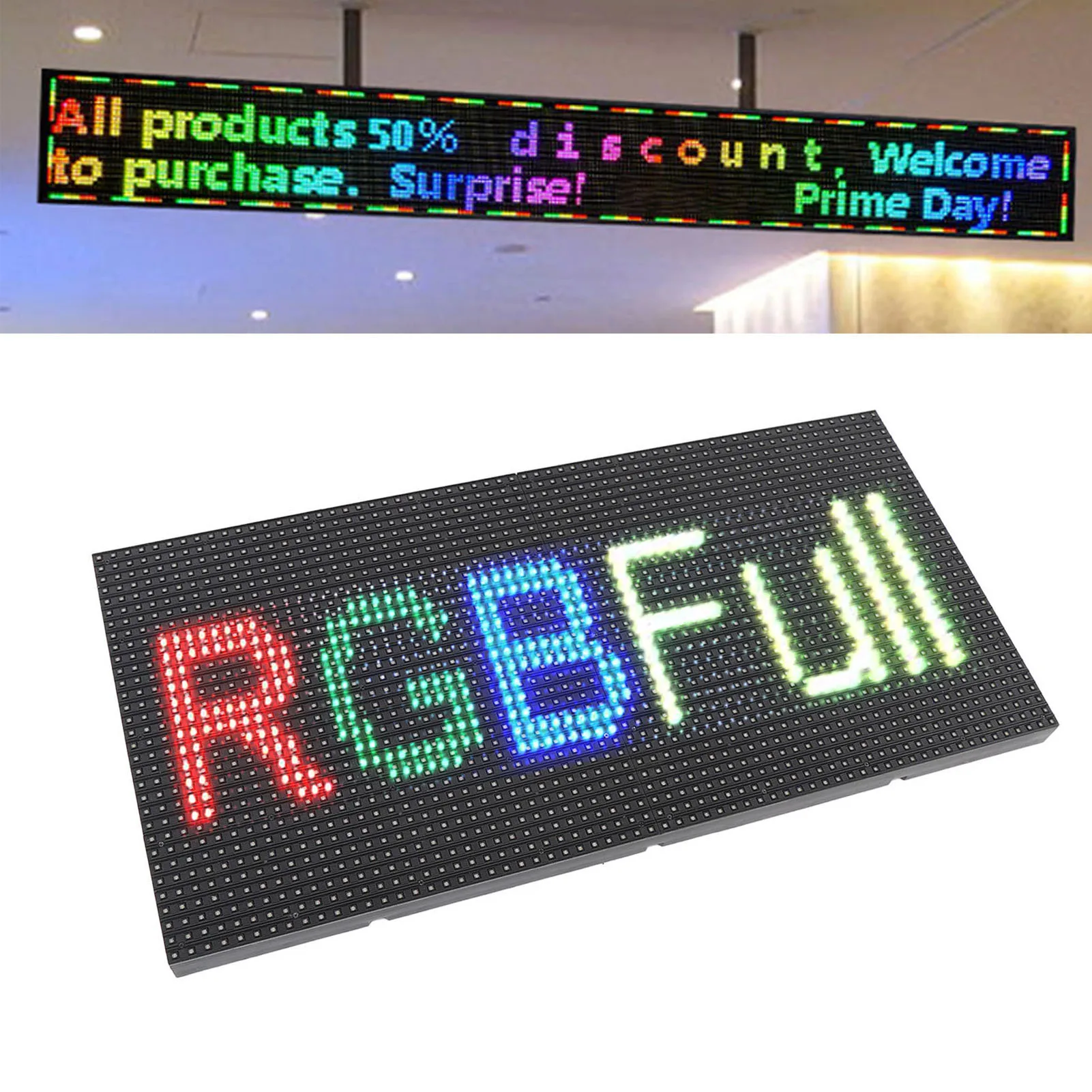 

LED Display Indoor LED Sign P10 Full Color Scrolling Water Proof LED Display Screen for Storefronts Salons Cafes 320x160mm