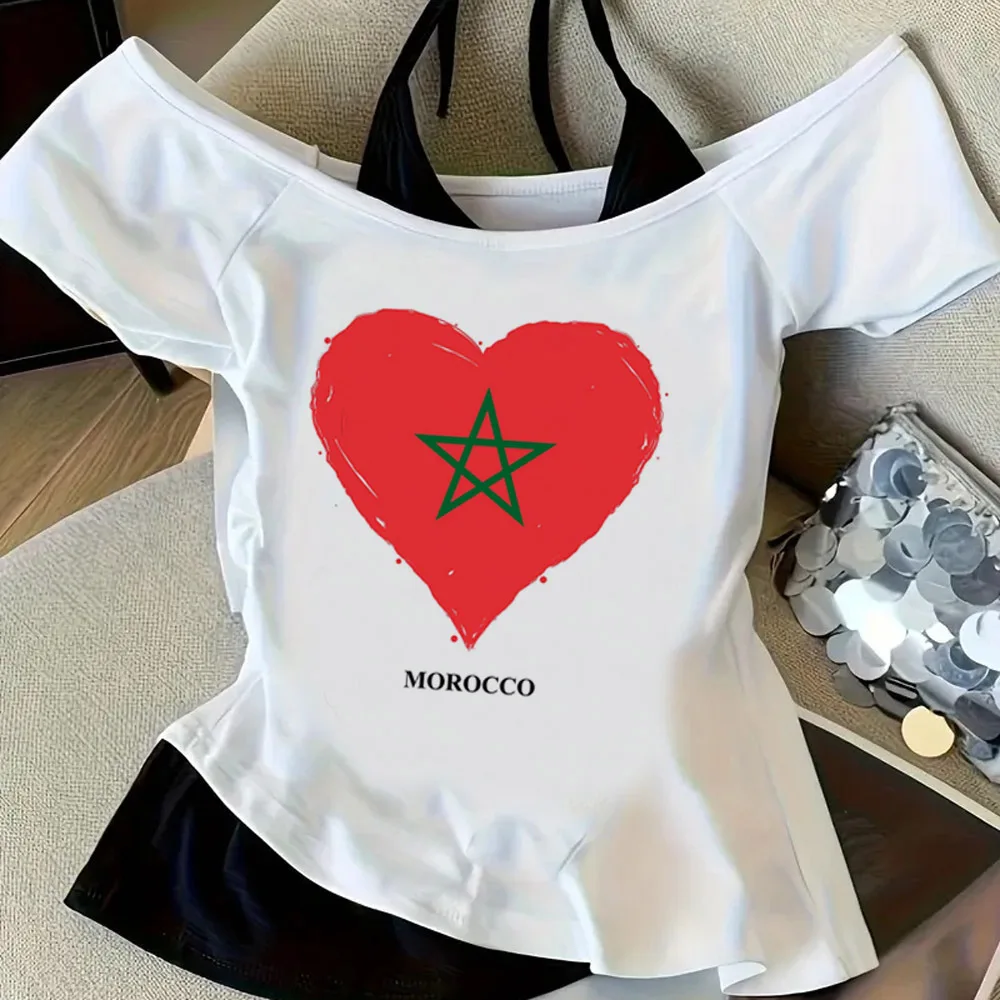 Maroc Morocco cropped top shoujo streetwear vintage clearance sales cheap graphic shirt summer gyaru emo