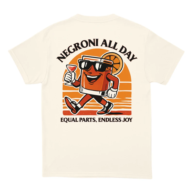 Negroni All Day Retro Mascot T-Shirt Men Women Vintage Cocktail Print Oversized Casual Streetwear Short Sleeve Tee Tops