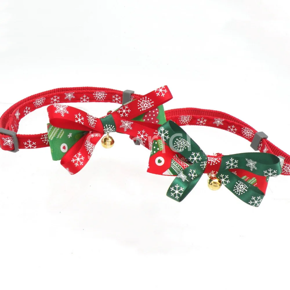 2Pcs Christmas Series Pet Bow Tie Collar Headpiece Hair Accessory Headflower Pet Bow Tie