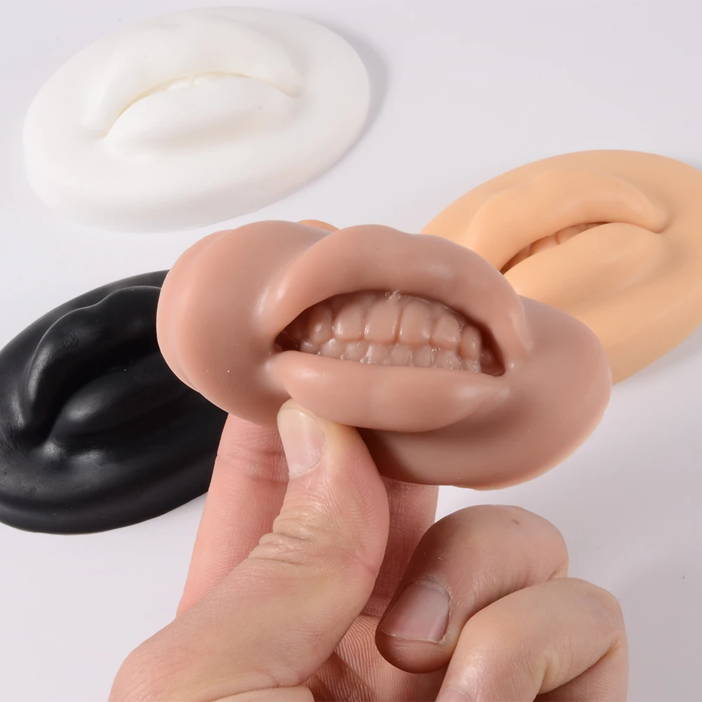 1PC Silicone Face Human Mouth Model Tattoo Puncture Practice Simulation Body Part Jewelry Display Teaching Tool