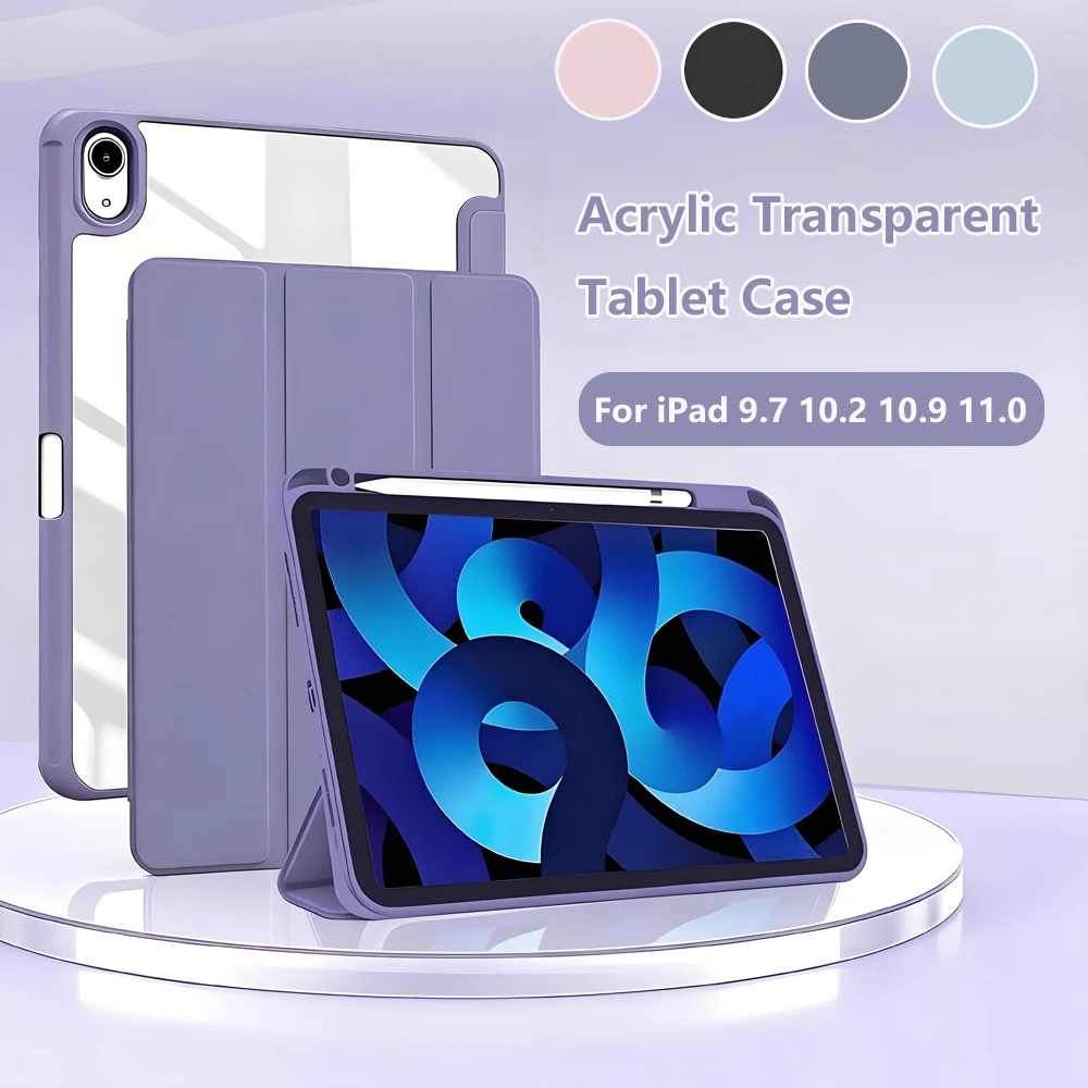 Einfarbige Matte Acryl-Tablet-Hülle für iPad 5. 6. 7. 8. 9. 10. 11. 12. Generation Air 1 2 3 4 5 6 7 8 11 Pro 11 12.9 mini 6 7