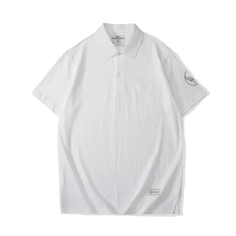 OKONKWO_200g retro pocket short-sleeved POLO shirt_Men's air force printed lapel short-sleeved T-shirt