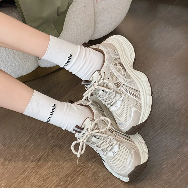 2025 Autumn New Breathable Shoes Women Versatile Lightweight Soft Sole Sneakers Casual Shoes Women Trendy Heightened Mesh Shoes
