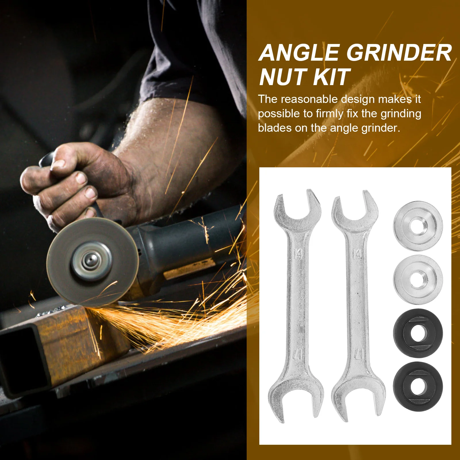 

2 Sets High carbon Steel Grinding Blades Fixing Kit Sturdy Materials Universal Parts Angle Grinder Nut Set Platen Wrench