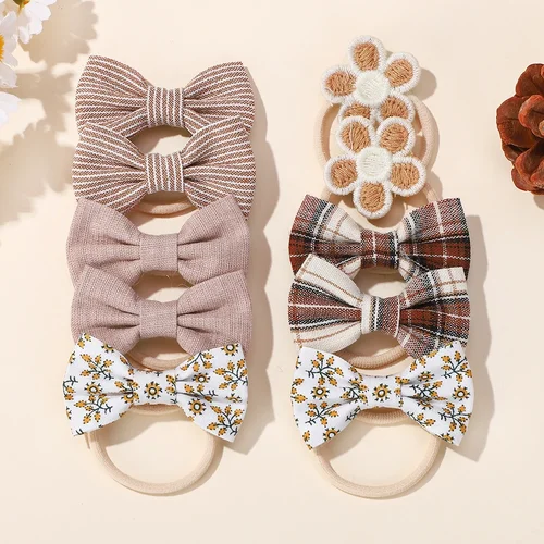 Imagen 2 del producto 10 unids/set de diademas de flores con lazo de dibujos animados para niñas, lazos para el cabello dulces, banda de goma elástica, accesorios para el cabello de cuerda para el cabello 2025