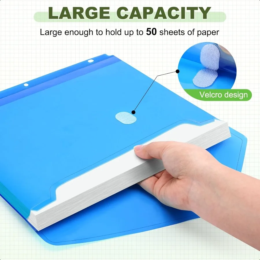 Confezione da 30 cartelle raccoglitori organizer con chiusura salvaspazio, tasche raccoglitori pesanti per raccoglitori a 3 anelli, raccoglitori ad alta capacità