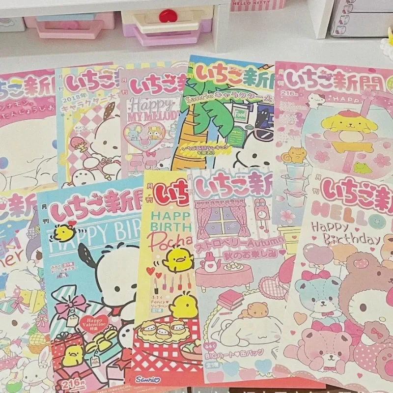 Kawaii Hello Kitty Sanrio Monthly Poster Anime Kuromi Cinnamoroll Y2K Diy Wall Sticker Girl Dormitory Bedroom Decoration Gifts