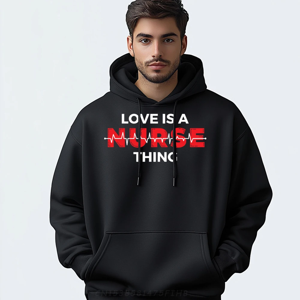 

Love Nurse Heartbeat Black Graphic Tees Luxury Sweater Leisure Long Sleeve Pullover Hoodie Pullover