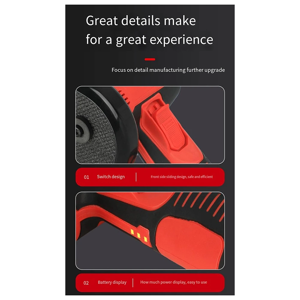 【Секь-только!】Беспроводная угловая шлифовальная машина, 19500 об/мин, 12 В, мини-угловая шлифовальная машина, для резки и шлифования пластика/труб/гипсокартона