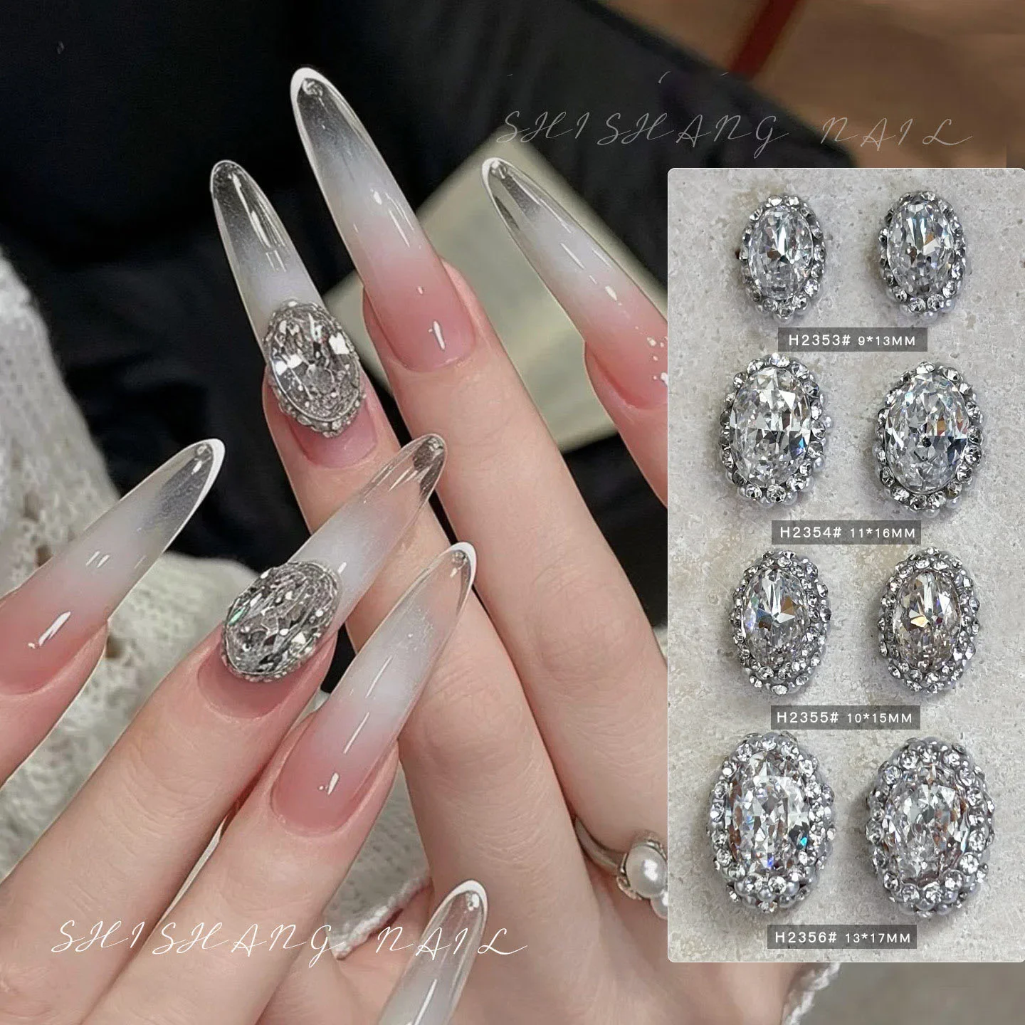 2PCS 3D Stacked Nail Art Crystal Rhinestones Diamond Pile Charms Jewelry Accessories for Manicure Nails Decoration Supplies Tool