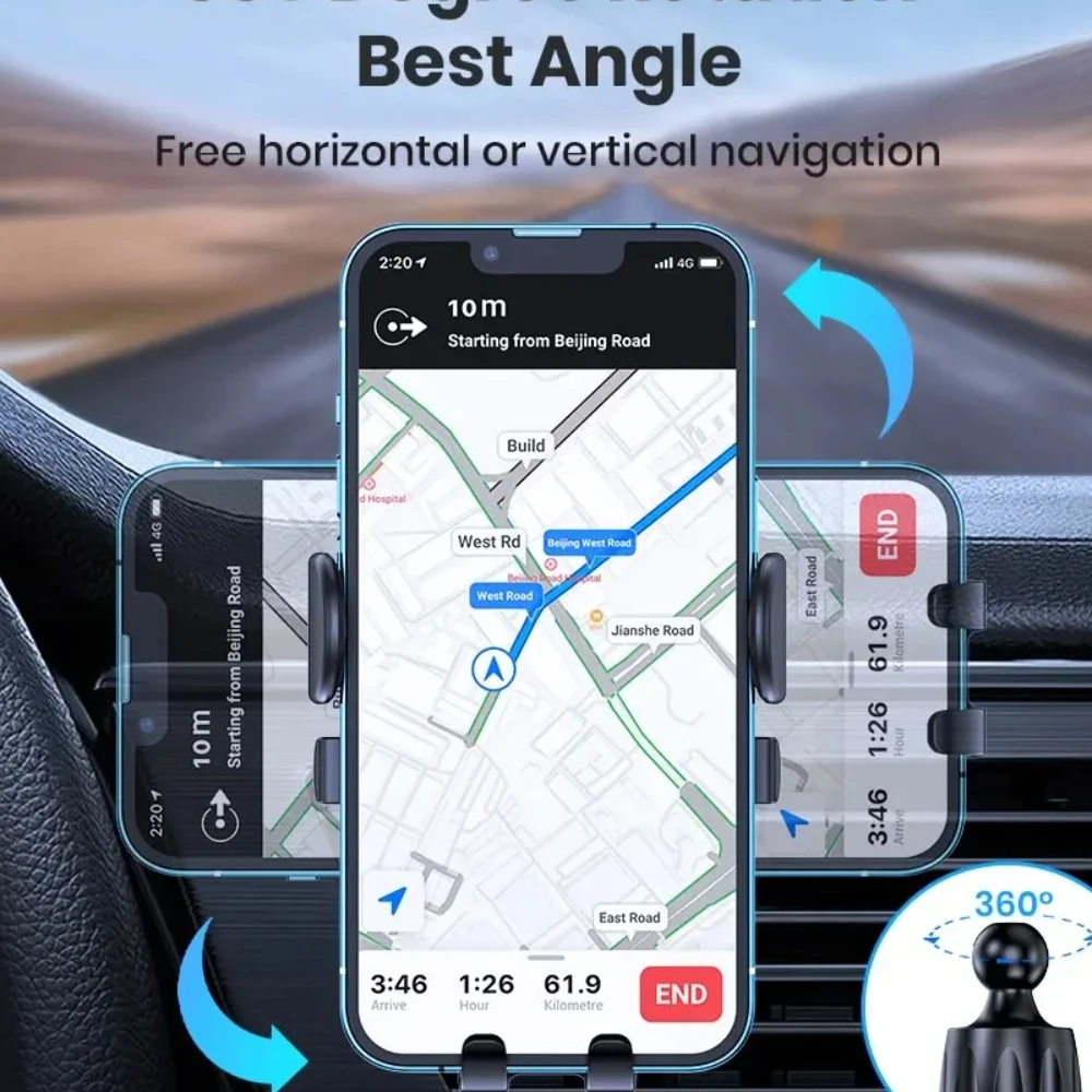 Mobile Phone Holder Air Outlet Gravity Sensor Car Holder Riangle Gravity Frosted Simplicity Solid Metallic Material High Quality