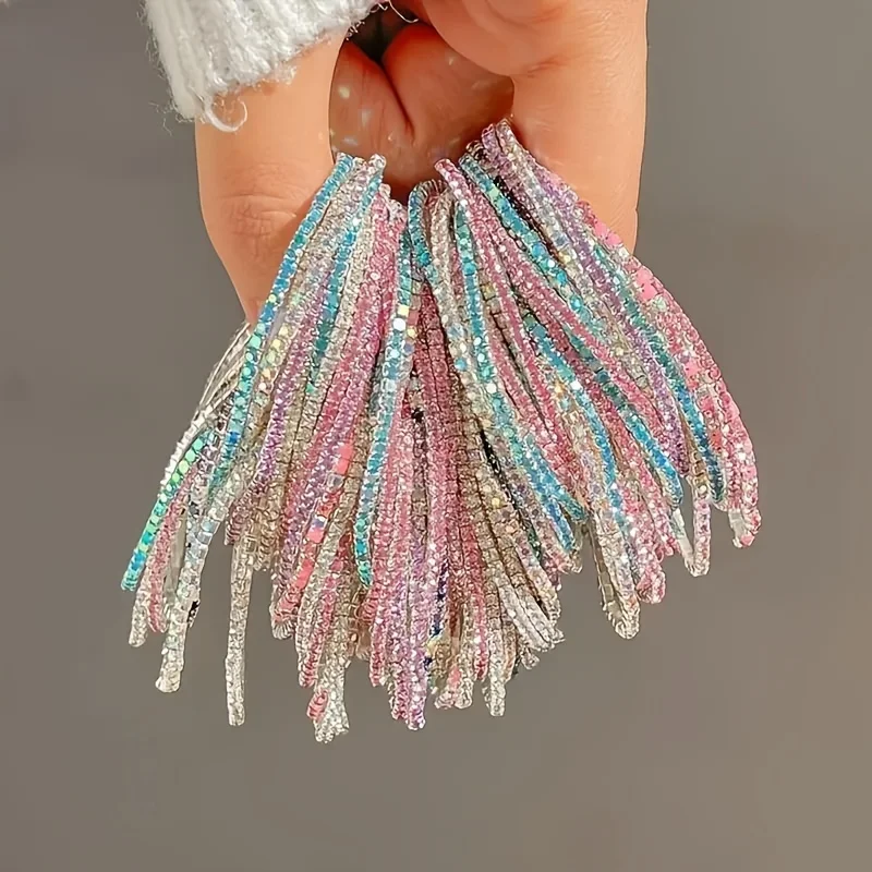 5-piece Bohemian Luxe Style Stackable Bracelets - Colorful Rhinestone Inlay - Alloy Jewelry for Women - Sexy Party Accessory