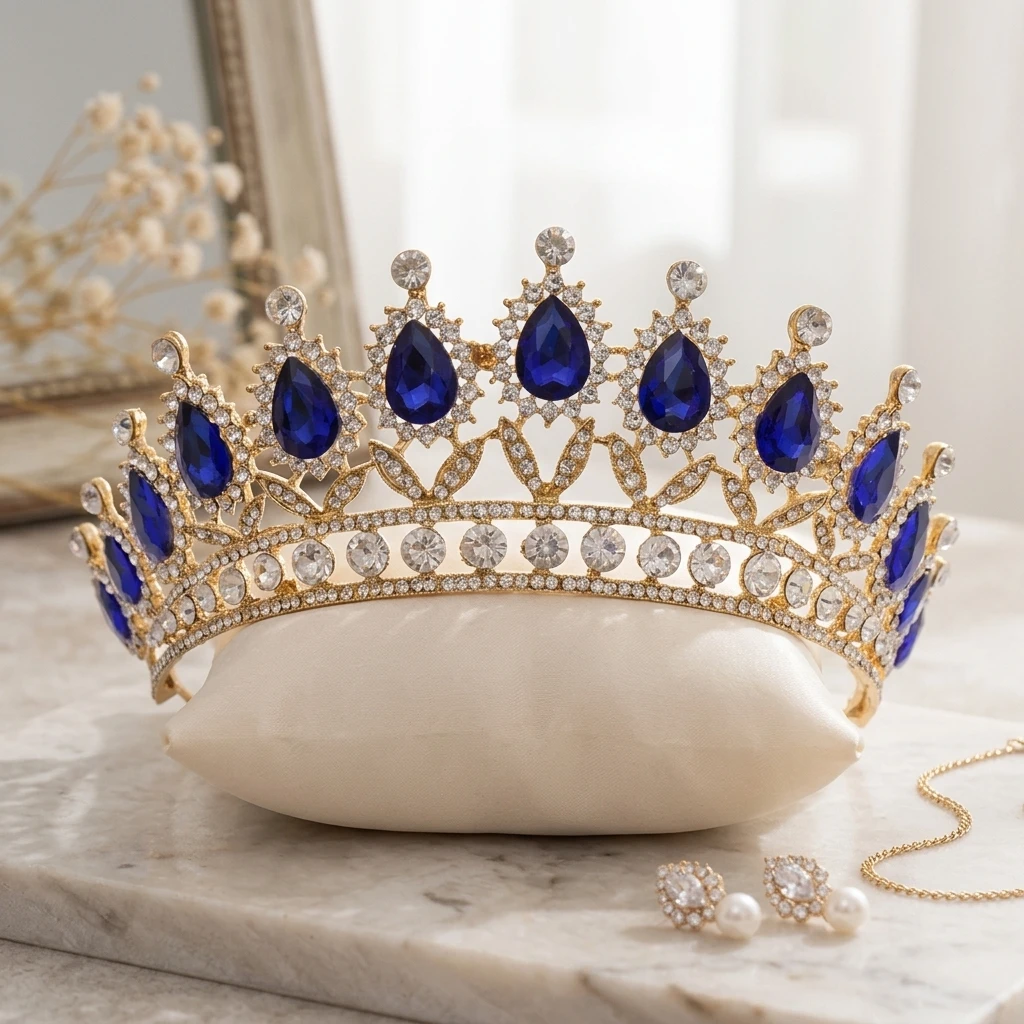 Bridal Crown Elegant Wedding Ceremony Princess Diadem for Bride Luxurious Alloy Headpiece Party Hair Accessory Jewelry Gift 4