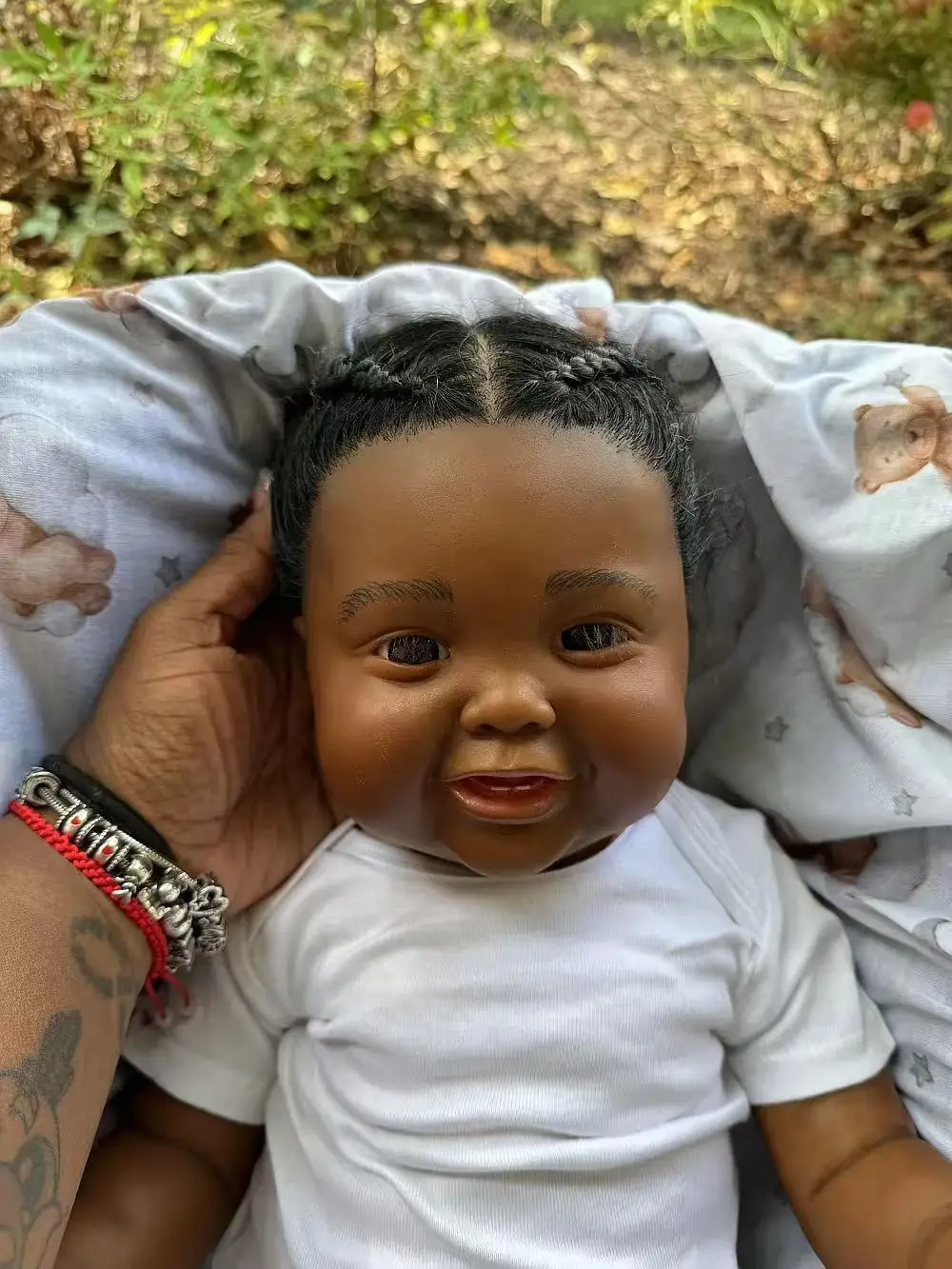 FBBD Customized Limited Supply 24inch Reborn Baby Kodi Bear With Hand-rooted Hair Dark Skin Already Finished Doll