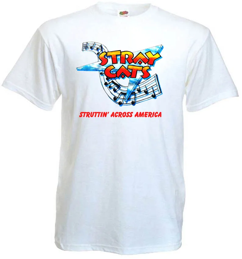 

Футболка Stray Cats Struttin' Across America v1, белая, все размеры S-5XL