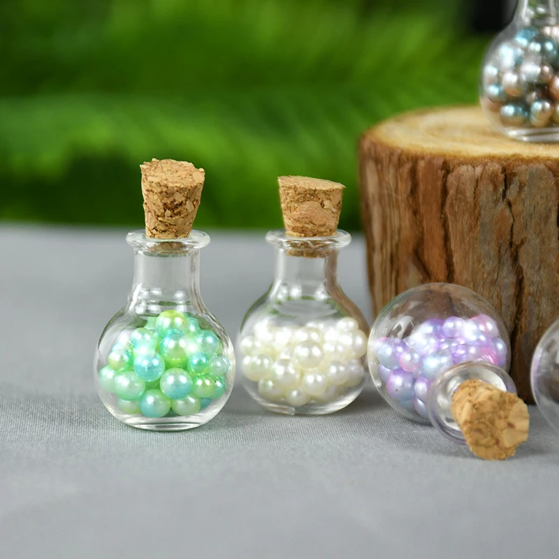 10pcs Glass Bottles Miniature Potion Bottle Mini Cork Stopper Drifting Wishing Bottle for Wedding Home Decoration Mini Container