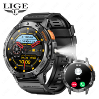 LIGE 530mah Large Battery Ourdoor Smartwatch Men BT Call Sports Fitness Bracelet With Flashlight Waterproof AMOLED Smart Watches