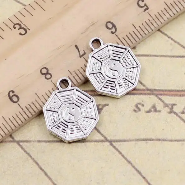 

40pcs 15x12mm Tibetan Silver Alloy Charms Eight Diagrams Yin Yang Pendants EF3675