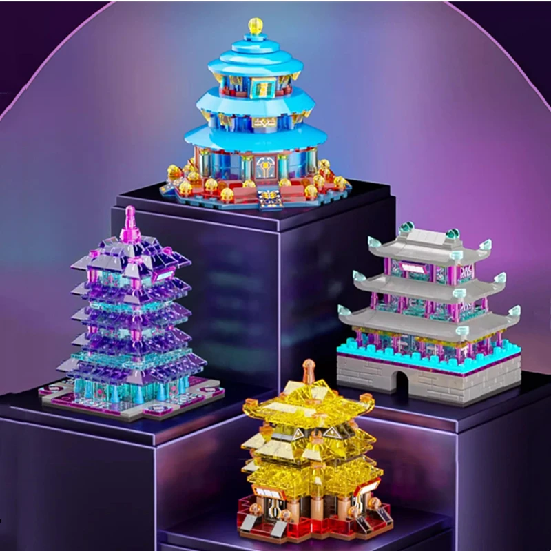 

Cyberpunk Yellow Crane Tower building blocks Chinese ancient building model street scene ornaments assembled toys birthday gift