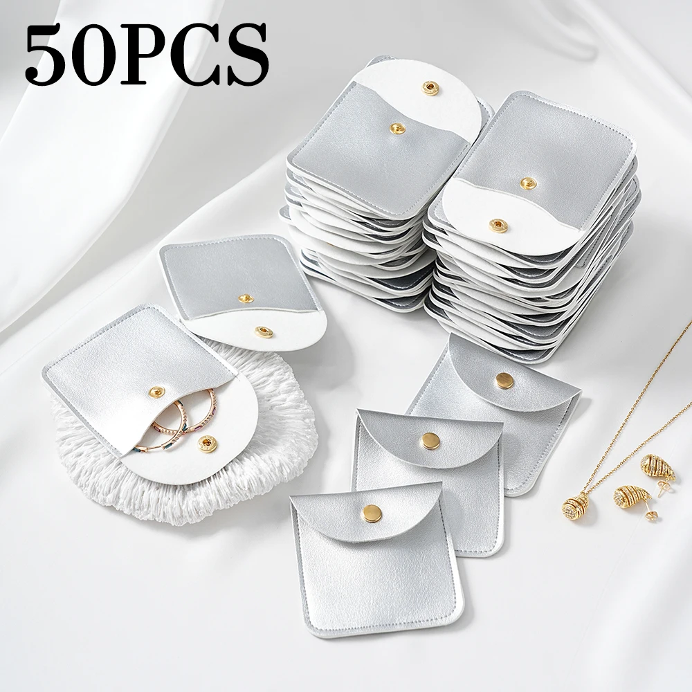 50/10/1pcs PU Leather Jewelry Packaging Pouches Wedding Party Christmas Candy Bag Earring Necklace Gift Bags Jewelry Organizer