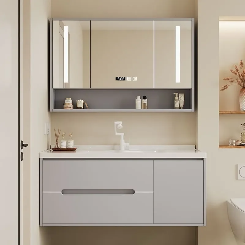 for Small Apartment Bathroom Cabinet Ceramic Integrated Basin Washbasin Vanity Unit with Storage Toilet Sink Combo Modern