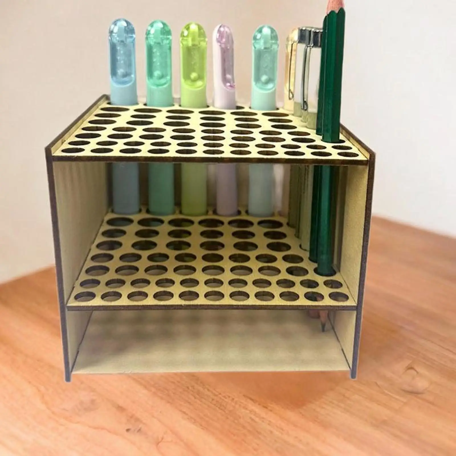 크레용 마커 연필 스탠드 정리함 사각형 다기능 장식용 목재