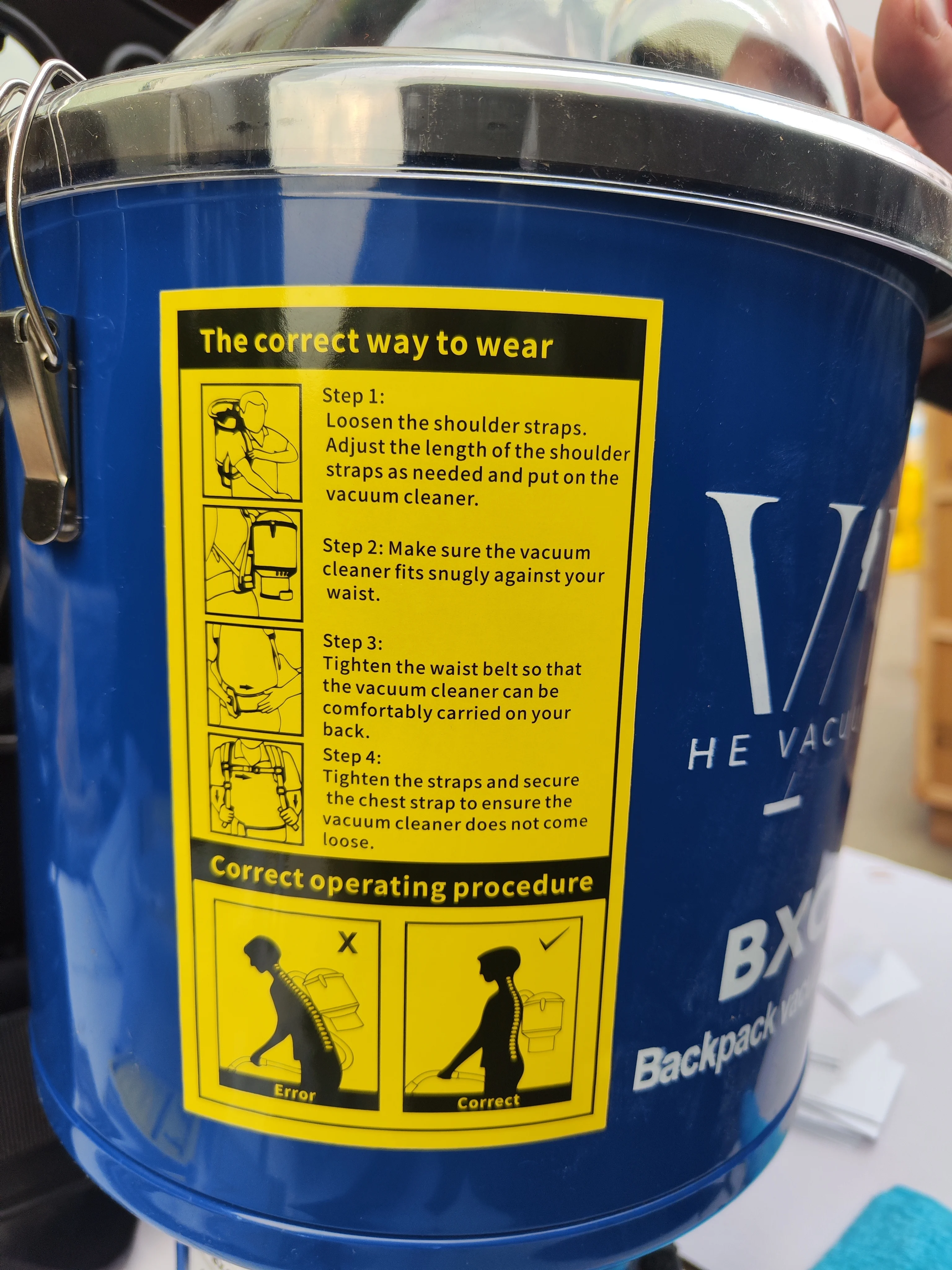 4L Blue Backpack Vacuum Cleaner Electric Handheld Functions Car Industrial Business Hotel Use Upright