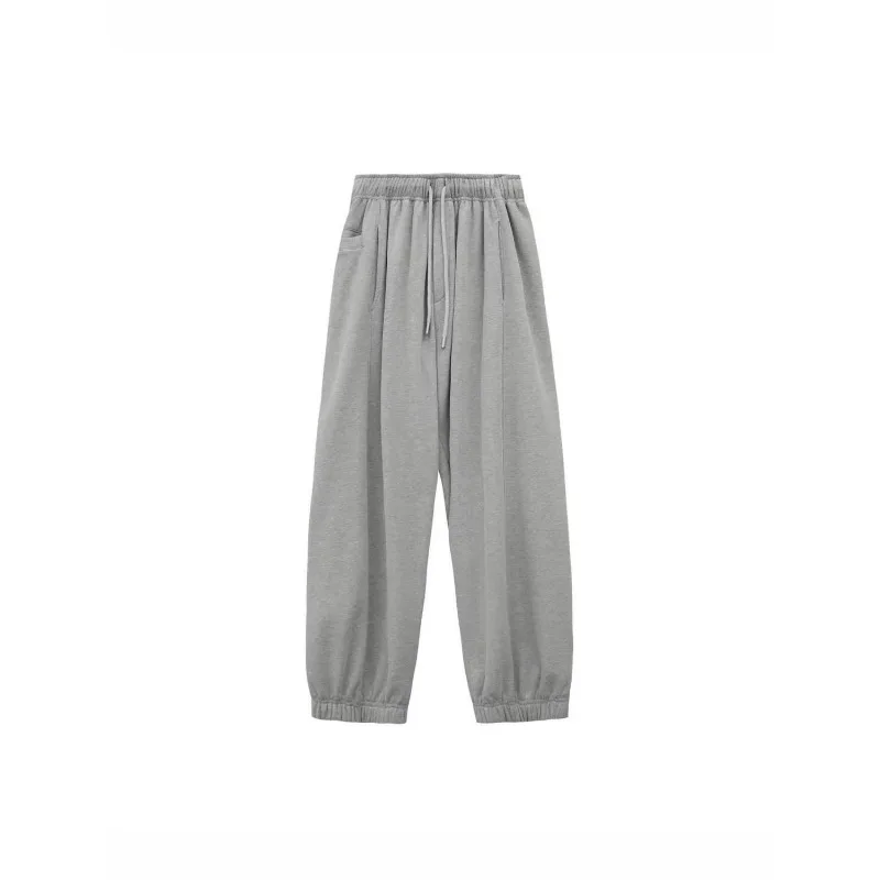 Deeptown-pantalones de chándal holgados para mujer, ropa de calle informal, moda coreana, básica, Harajuku, pierna ancha, gris