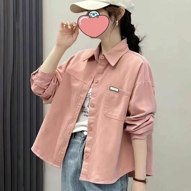 Denim Cotton Coat Women's 2025Spring Autumn New Shirt Jacket Female Short Fashion Outwear Loose Design Sense Niche Overcoat Tide