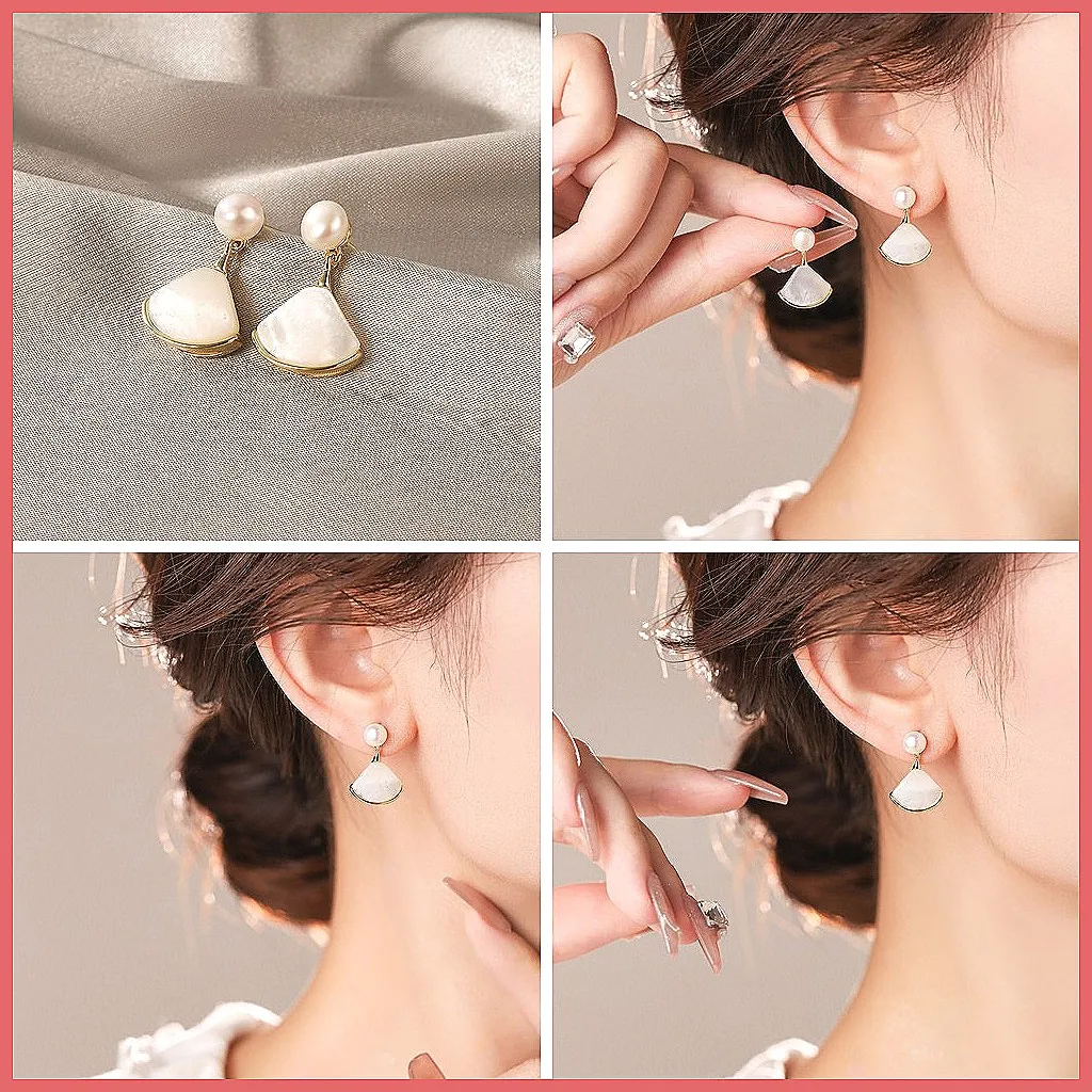 

Серьги из серебра S925 с жемчугом в форме веера и кисточками, элегантные роскошные украшения для женщин